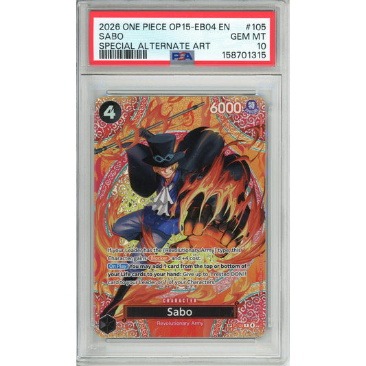 One Piece Graded: Sabo P-105 Special Alternate Art (2026) PSA 10