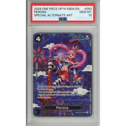 One Piece Graded: Perona Alt Art OP06-093 The Azure Sea's Seven PSA 10