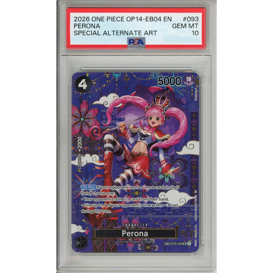 One Piece Graded: Perona Alt Art OP06-093 The Azure Sea's Seven PSA 10