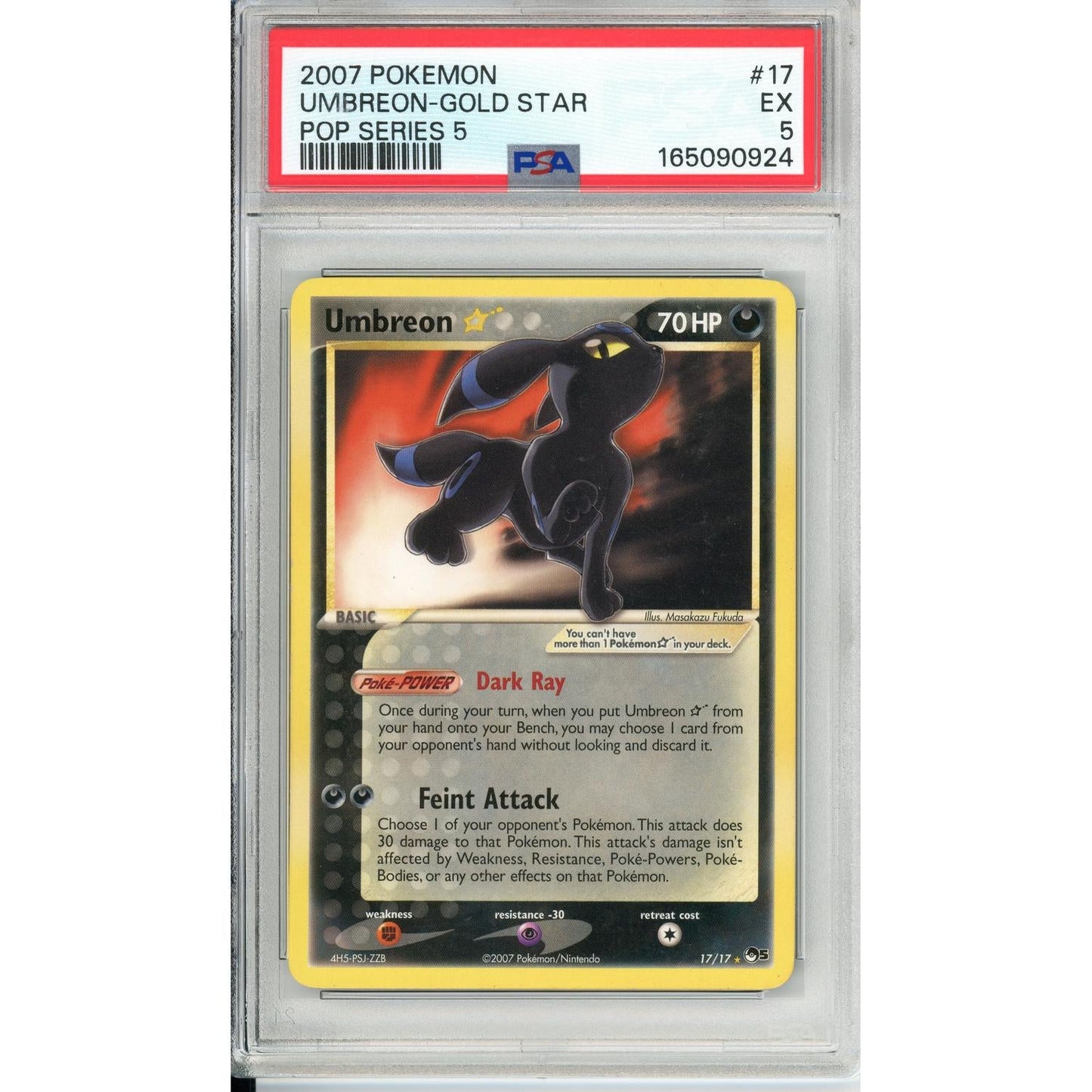 Pokemon Graded: Umbreon- Gold star #17 Pop Series 5 PSA 5