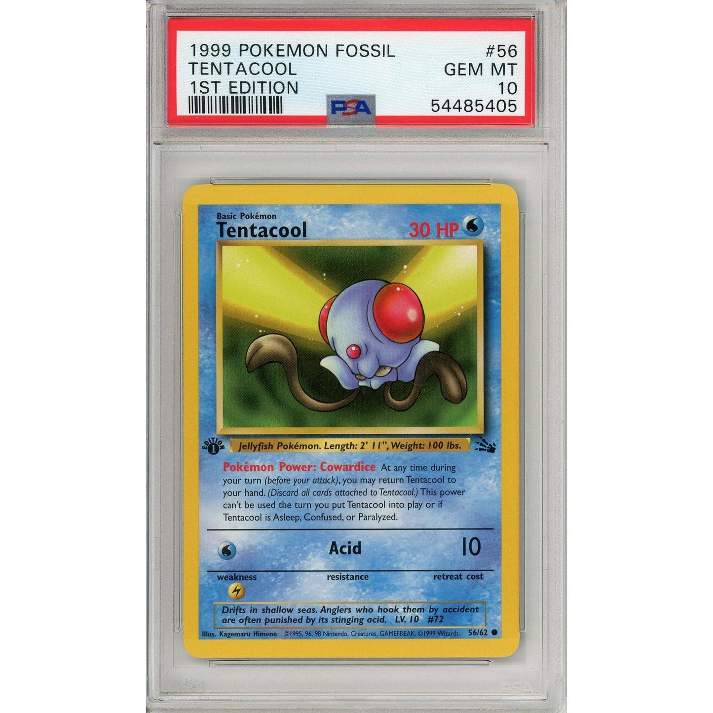 Pokemon Graded: Tentacool 1st Edition 56/62 Fossil (1999) PSA 10