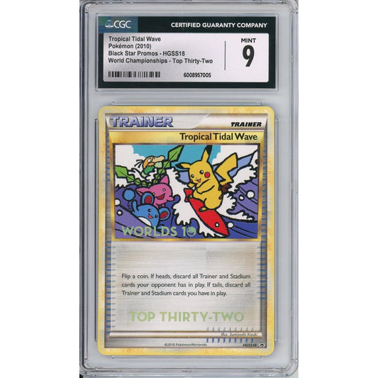 Pokemon Graded: Tropical Tidal Wave #HGSS18 Black Star Promo World Championships Top Thirty-Two CGC 9