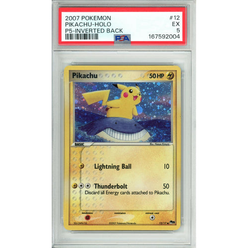 Pokemon Graded: Pikachu 12/17 Pop Series 5 (2007) Inverted Back PSA 5