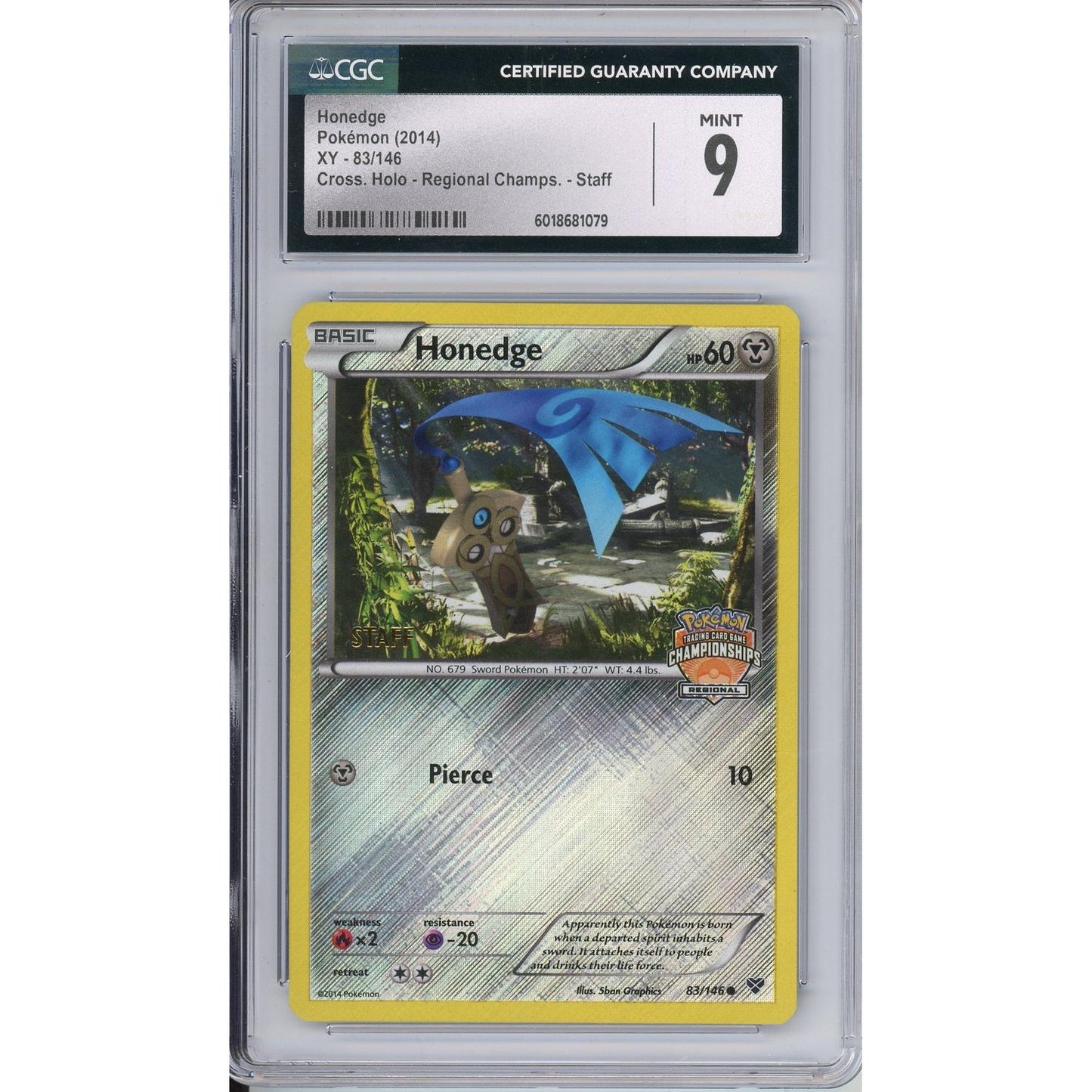 Pokemon Graded: Honedge XY Regional Championships 2014 STAFF Cross Holo CGC 9
