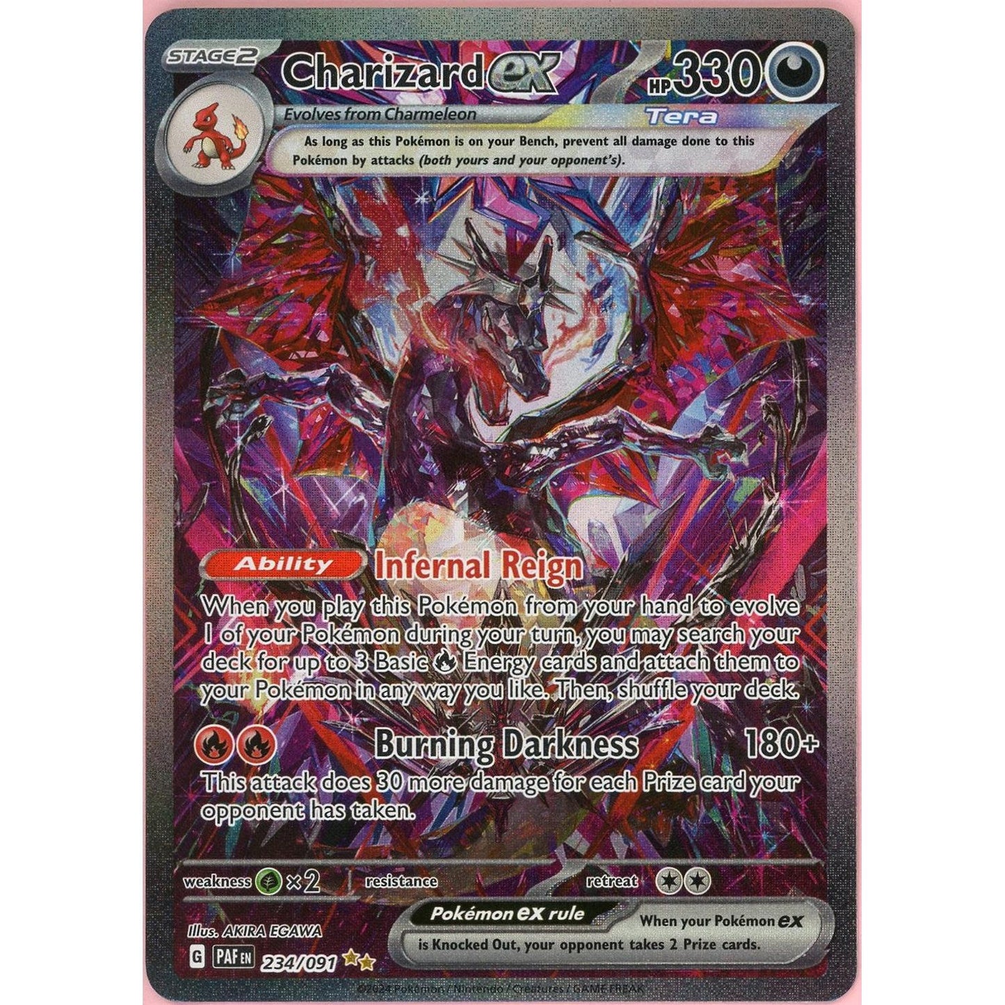 Pokemon Single: Charizard ex 234/91 Paldean Fates (2024) IR Holo NM