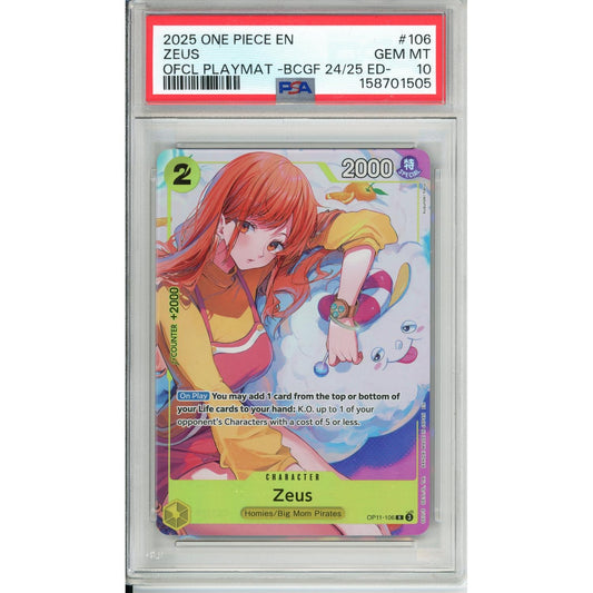 One Piece Graded: Zeus OP11-106 Official Playmat Bandai Fest 24-25 PSA 10