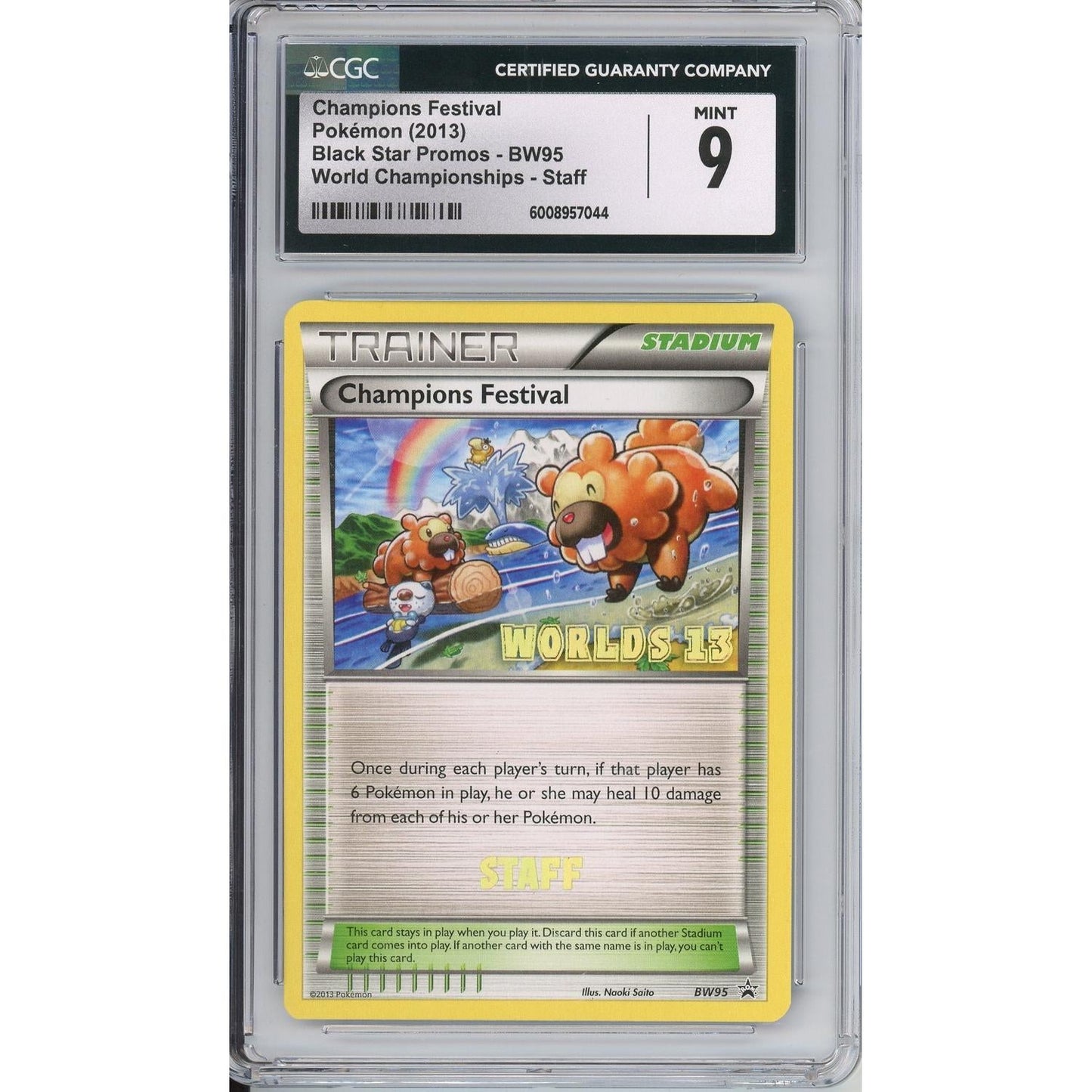Pokemon Graded: Champions Festival #BW95 Black Star STAFF Promo World Championships 2013 CGC 9
