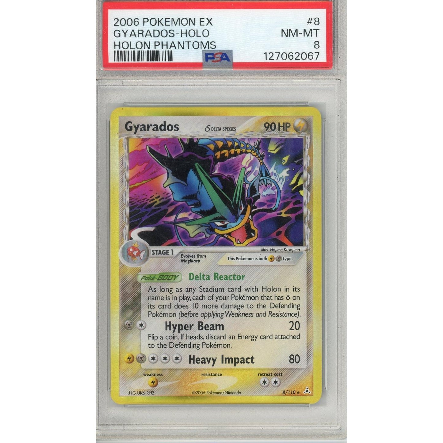 Pokemon Graded: Gyarados 8/110 Holon Phantoms (2006) Holo PSA 8