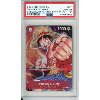 One Piece Graded: Monkey D. Luffy P-001 Premium Card Collection BCG Fest 23-24 PSA 10