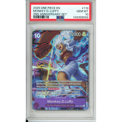 One Piece Graded: Monkey D Luffy OP05-119 2nd Anniversary Set (2025) PSA 10
