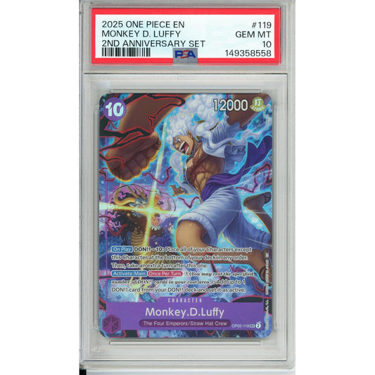 One Piece Graded: Monkey D Luffy OP05-119 2nd Anniversary Set (2025) PSA 10