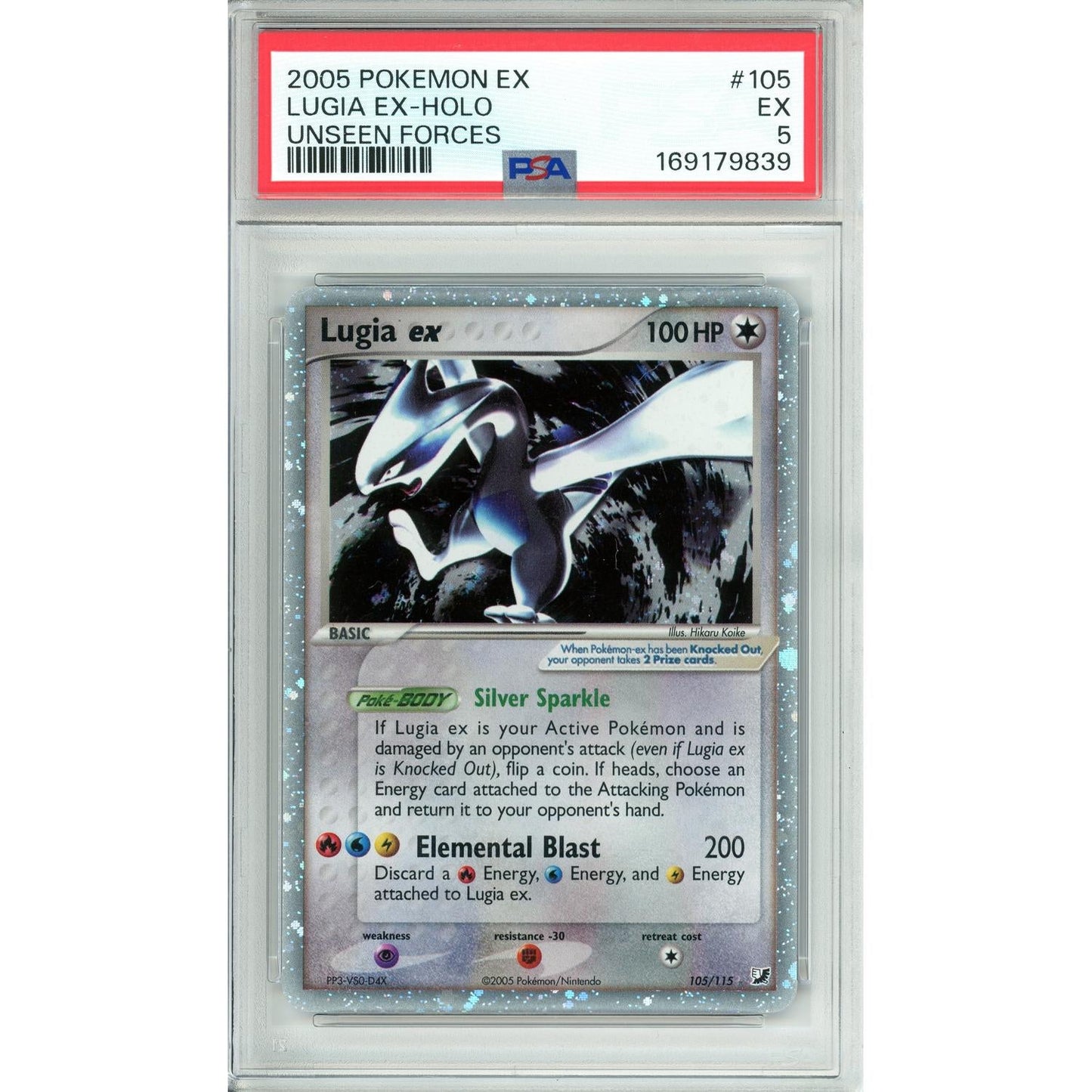 Pokemon Graded: Lugia ex 105/115 Unseen Forces (2005) Holo PSA 5