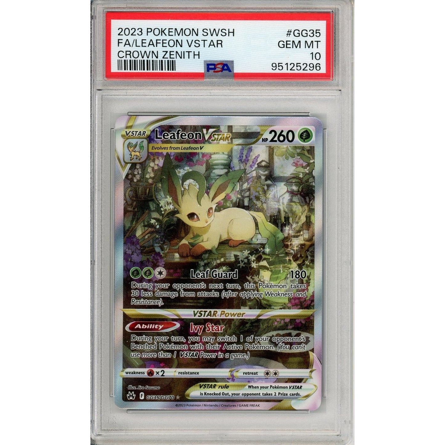 Pokemon Graded: Leafeon VSTAR GG35/GG70 Crown Zenith (2023) Full Art Holo PSA 10