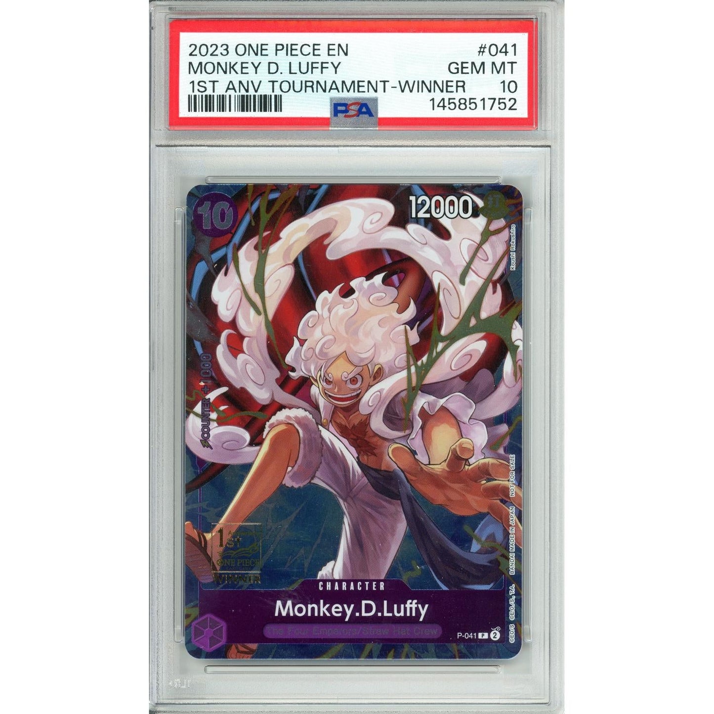 One Piece Graded: Monkey D. Luffy #41 1st Anniversary Winner (2023) PSA 10