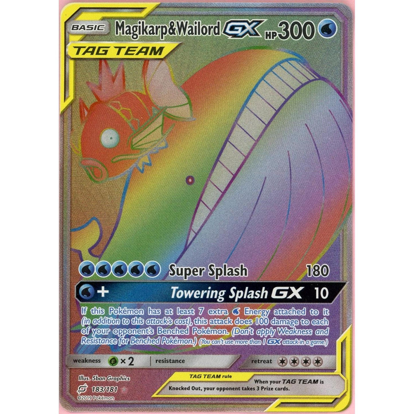 Pokemon Single: Magikarp & Wailord GX 183/181 Team Up (2019) Secret Rare NM
