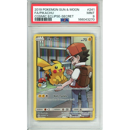 Pokemon Graded: (Red's) Pikachu 241/236 Cosmic Eclipse (2019) Secret Rare PSA 9