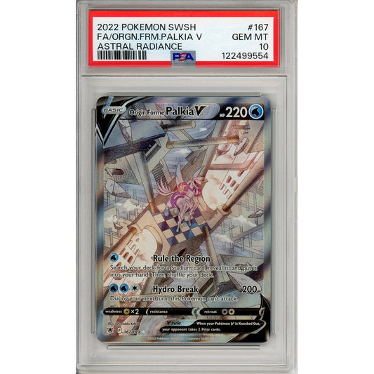 Pokemon Graded: Origin Forme Palkia V 167/189 Astral Radiance (2022) Full Art Holo PSA 10