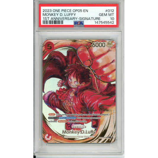 Pokemon Graded: Monkey D. Luffy ST01-012 1st Anniversary Signature PSA 10