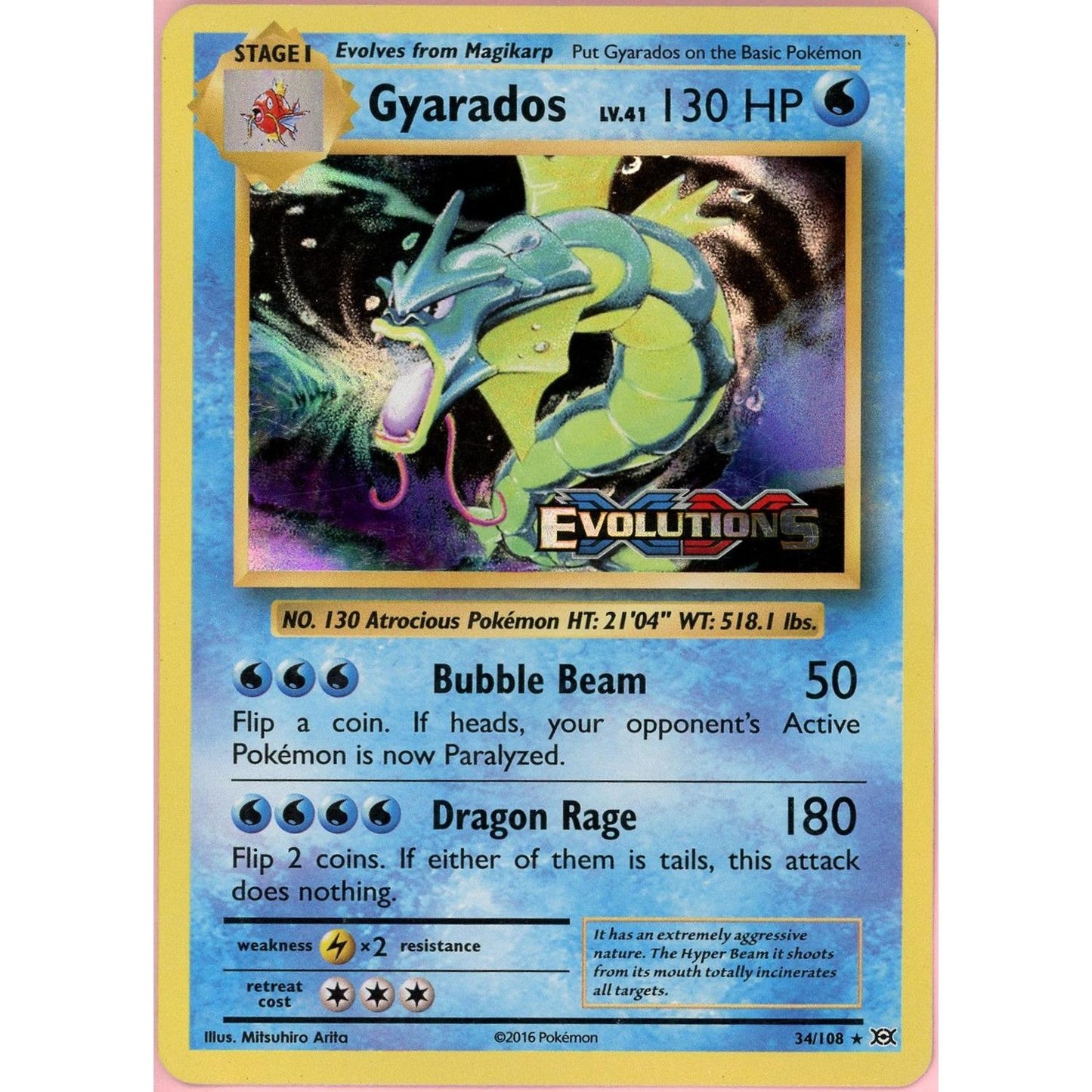 Pokemon Single: Gyarados 34/108 Evolutions Prerelease (2016) Stamped LP