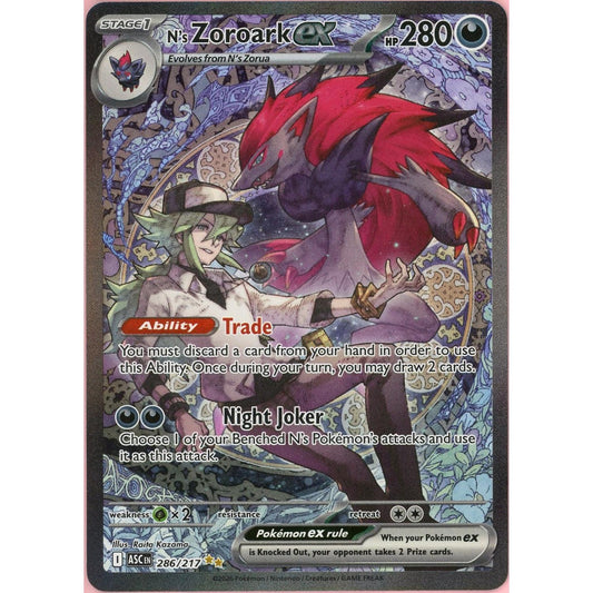 Pokemon Single: N's Zoroark ex 286/217 Ascended Heroes (2026) SIR NM