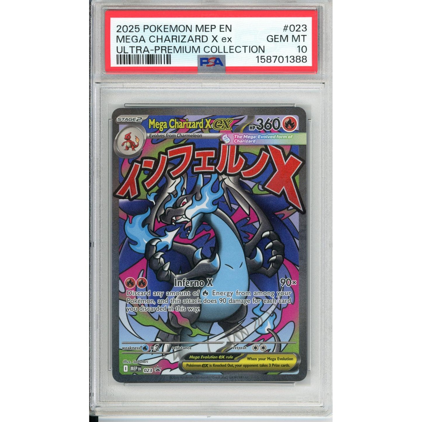 Pokemon Graded: Mega Charizard X EX #023 2025 MEP EN Ultra-Premium Collection PSA 10