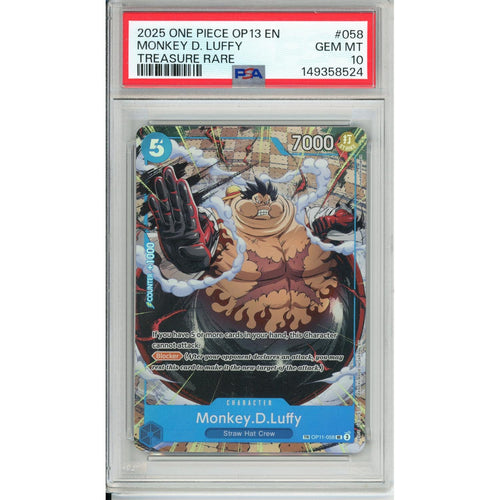 One Piece Graded: Monkey D. Luffy OP11-058 Treasure Rare PSA 10