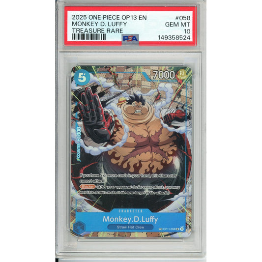 One Piece Graded: Monkey D. Luffy OP11-058 Treasure Rare PSA 10