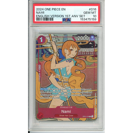 One Piece Graded: Nami OP01-016 1st Anniversary Set PSA 10