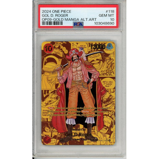 One Piece Graded: Gol D. Roger Alt Art OP09-118 Gold Manga PSA 10