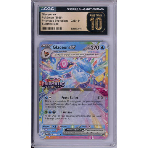 Pokemon Graded: Glaceon ex 26/131 Stamped Surprise Box Prismatic Evolutions (2025) Holo CGC Pristine 10
