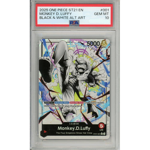 One Piece Graded: Monkey D. Luffy ST21-001 Black & White Alt Art PSA 10