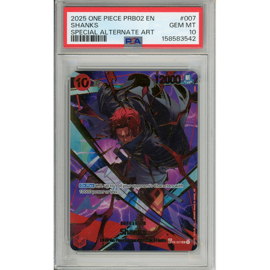 One Piece Graded: Shanks OP06-007 Special Alternate Art (2025) PSA 10