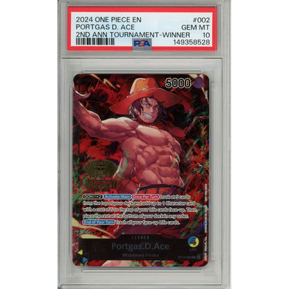 One Piece Graded: Portgas D. Ace ST13-002 2nd Anniversary Tournament Winner PSA 10