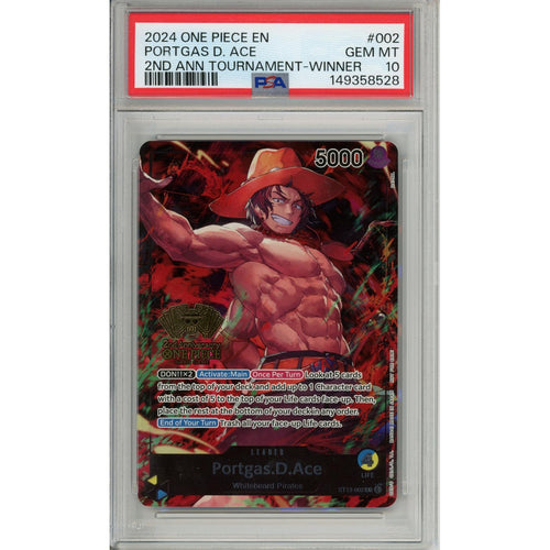 One Piece Graded: Portgas D. Ace ST13-002 2nd Anniversary Tournament Winner PSA 10
