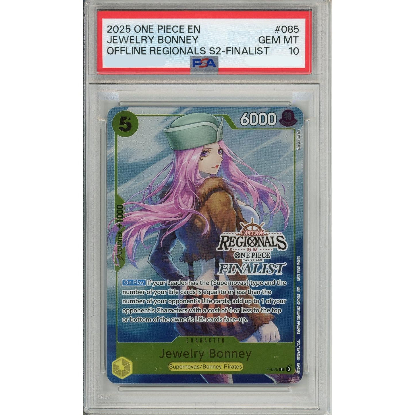 One Piece Graded: Jewelry Bonney P-085 Offline Regionals Finalist PSA 10