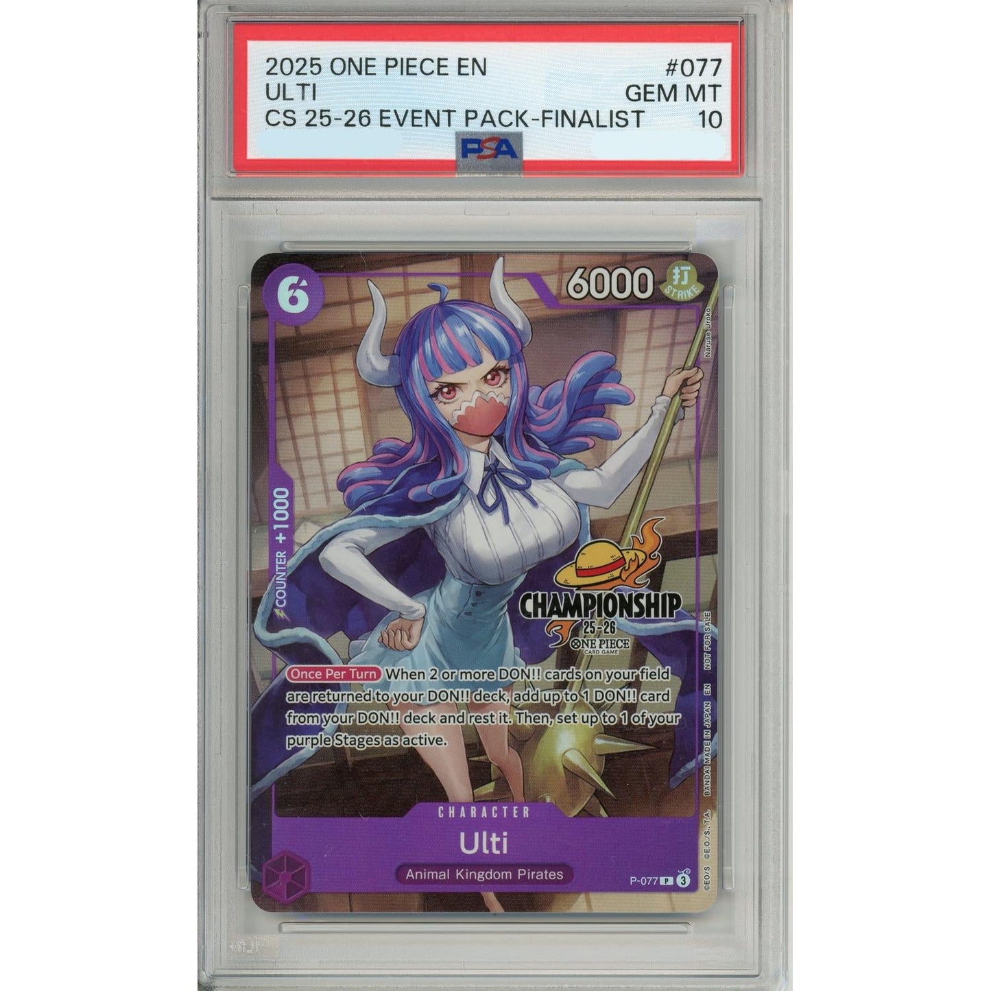 One Piece Graded: Ulti P-077 Championship Event Pack Finalist PSA 10
