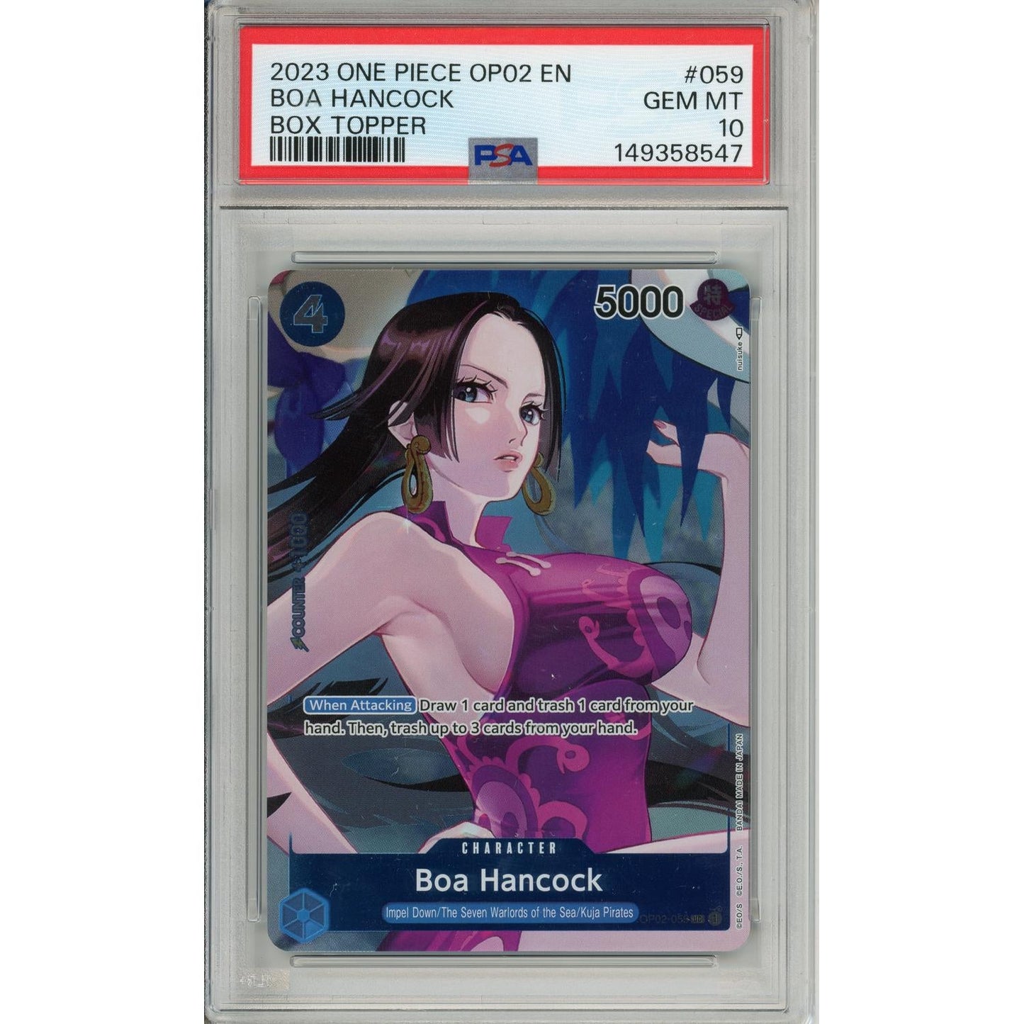 One Piece Graded: Boa Hancock OP02-059 Box Topper (2023) PSA 10