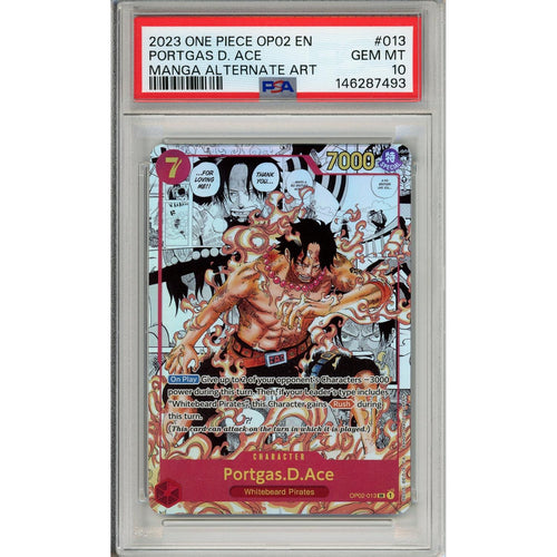 One Piece Graded: Portgas D. Ace Manga Alt Art OP02-013 Paramount War PSA 10