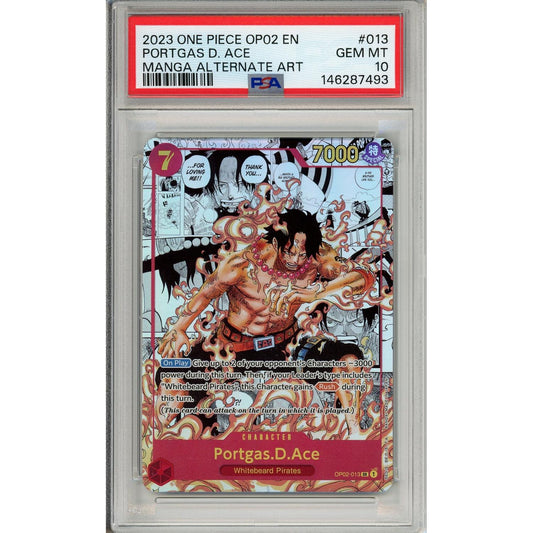 One Piece Graded: Portgas D. Ace Manga Alt Art OP02-013 Paramount War PSA 10