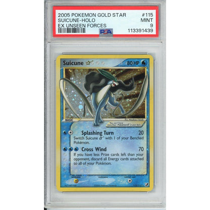 Pokemon Graded: Suicune Gold Star 115/115 Ex Unseen Forces (2005) PSA 9