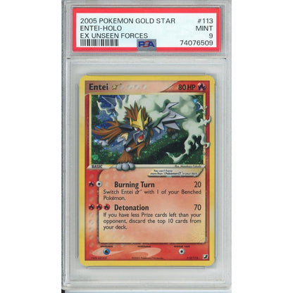 Pokemon Graded: Entei Gold Star 113/115 Ex Unseen Forces (2005) PSA 9