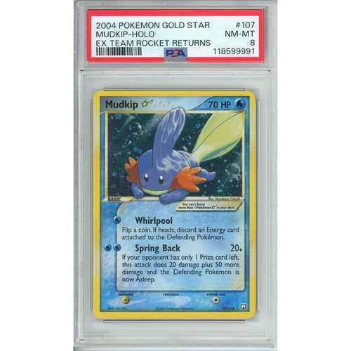 Pokemon Graded: Mudkip Gold Star 107/109 Ex Team Rocket Returns (2004) Holo PSA 8