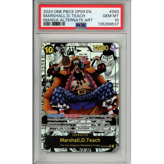 One Piece Graded: Marshall D. Teach Manga Alt Art OP09-093 Emperors in the New World PSA 10