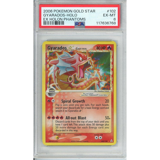 Pokemon Graded: Gyarados Gold Star 102/110 Ex Holon Phantoms (2006) PSA 6