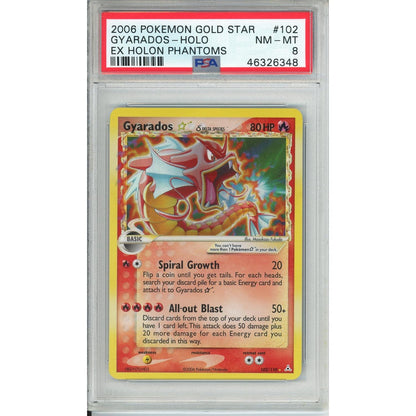 Pokemon Graded: Gyarados Gold Star 102/110 Ex Holon Phantoms (2006) PSA 8
