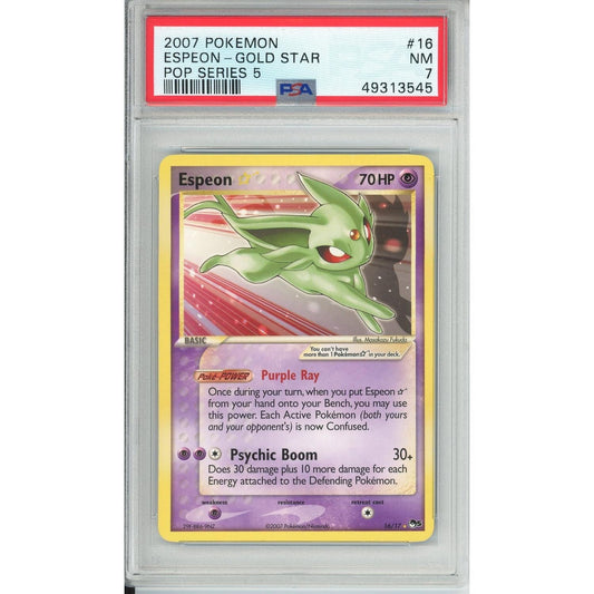Pokemon Graded: Espeon Gold Star 16/17 POP Series 5 (2007) PSA 7
