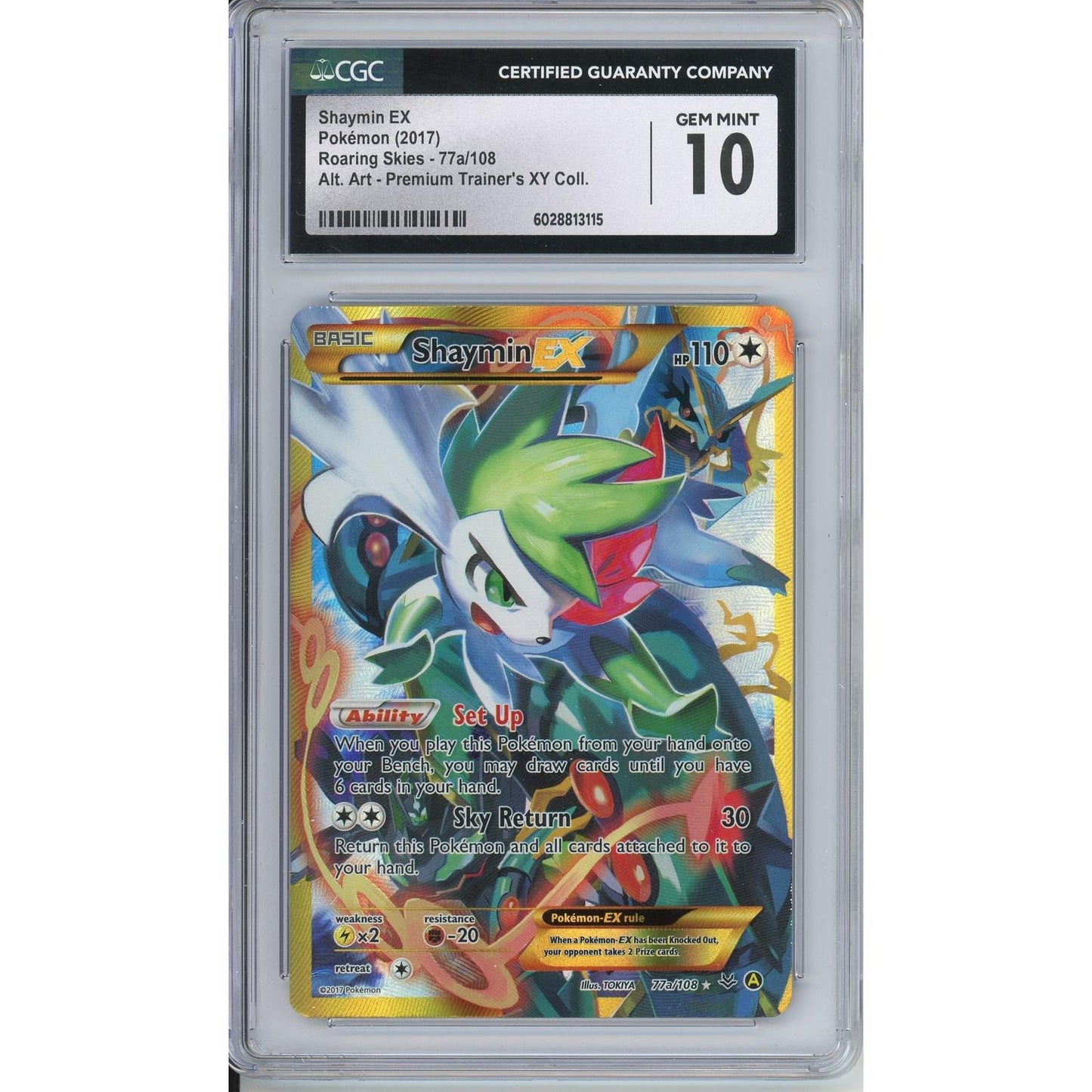 Pokemon Graded: Shaymin EX 77a/108 Roaring Skies XY Premium Trainer Collection (2017) Alt Art Holo CGC 10