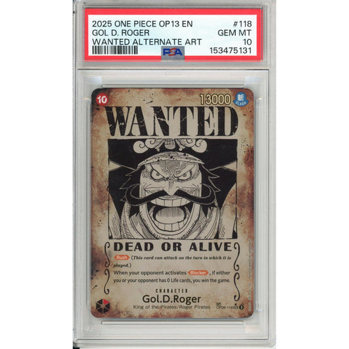 One Piece Graded: Gol D. Roger Wanted Poster OP09-118 Carrying On His Will PSA 10