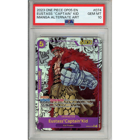 One Piece Graded: Eustass "Captain" Kid Manga Alt Art OP05-075 Awakening Of The New Era PSA 10