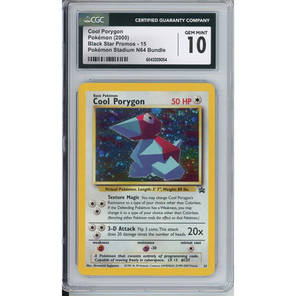 Pokemon Graded: Cool Porygon #15 Pokemon Stadium N64 Bundle Black Star Promo (2000) Holo CGC 10